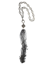 Load image into Gallery viewer, Diamond Pave Sterling Single &quot;H&quot; Link Chain w/ Double Diamond Clasp (16&quot;+1&quot;) (3.03C) W/ Diamond Clover &amp; SS Chain Tassel #9423-Necklaces-Gretchen Ventura

